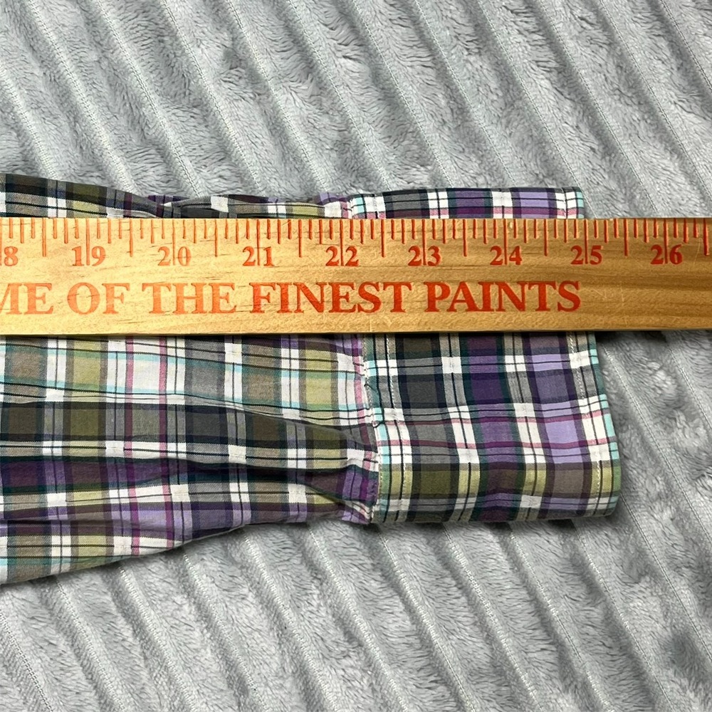 Robert Graham Freshly Laundered Button Up Shirt Men's L Purple Green Plaid Roll - Picture 13 of 13